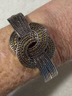 Two toned silver gold bangle bracelet